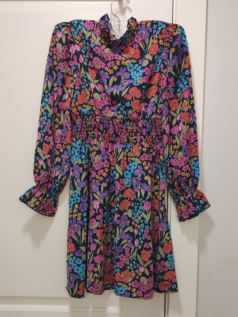 SHEIN Multicolor Floral Mini Dress with Long Sleeves